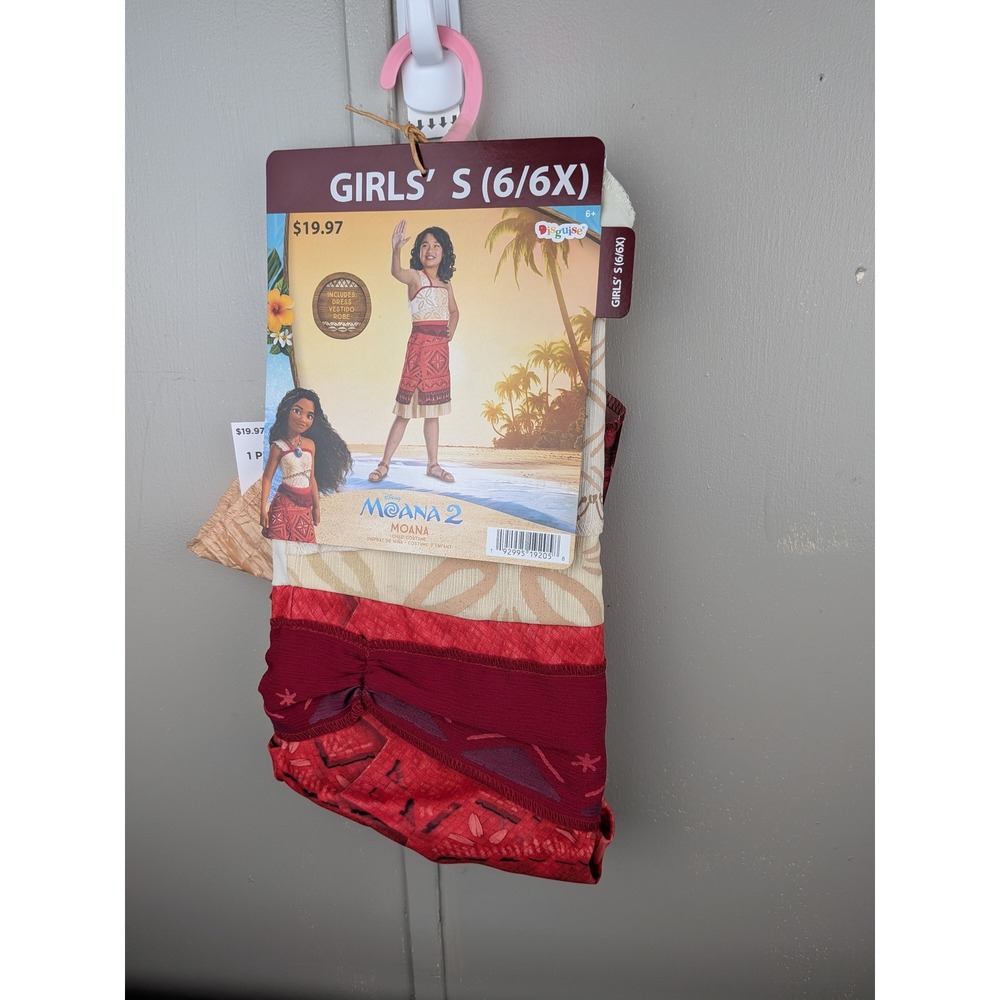 Disney Moana 2 Child Costume Girls Small 6/6X Dress and Robe Set Disguise New